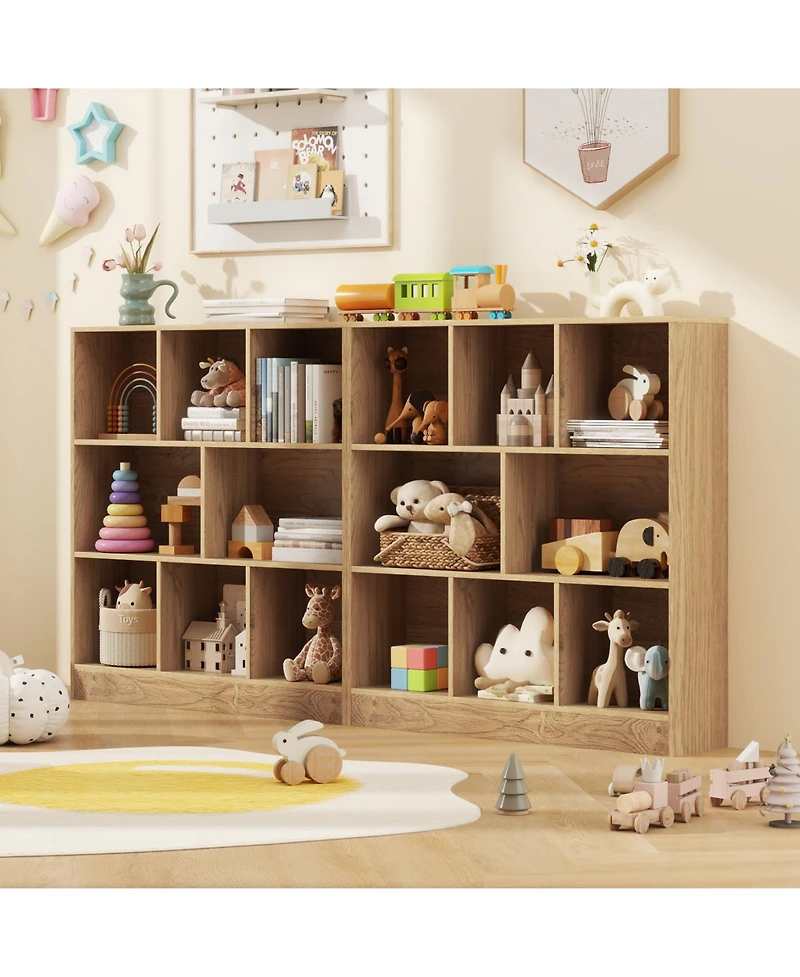 Slickblue Kids 8-Cube Storage Bookcase – Freestanding Organizer Shelf for Playroom, Nursery