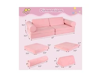 Slickblue Modular 8-Piece Foam Play Couch for Kids with Plush Suede Covers – Perfect for Creative Play and Lounging