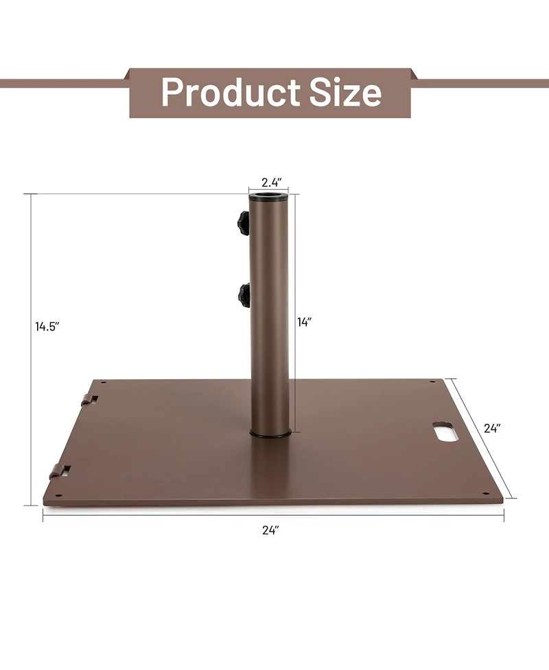 Gymax Square Weighted Patio Umbrella Base Stand 50 lbs Outdoor w/ 3 Adapters