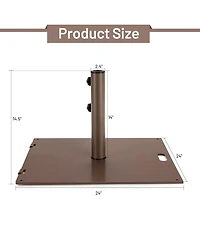 Gymax Square Weighted Patio Umbrella Base Stand 50 lbs Outdoor w/ 3 Adapters