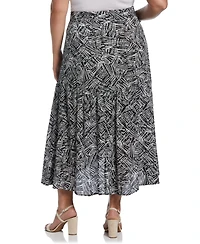 Ella Rafaella Plus Printed Crepe Faux Wrap Skirt