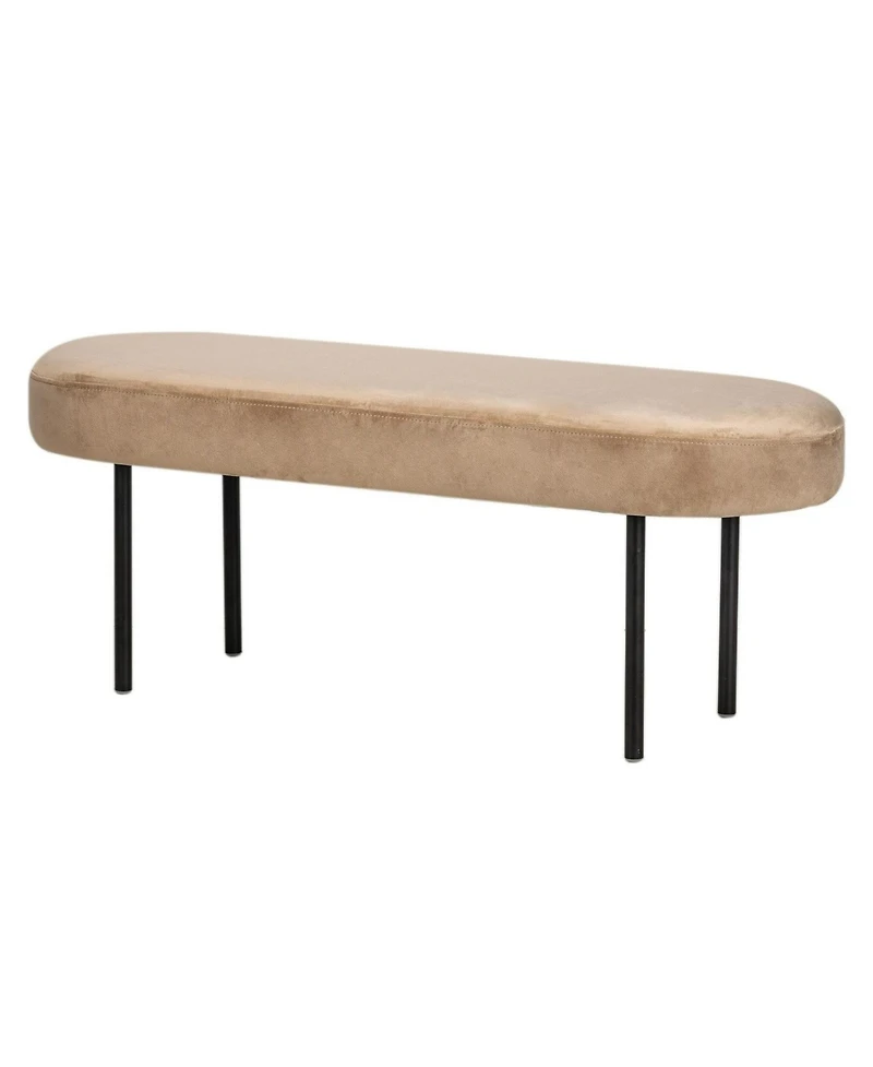 Nordlys - Metal and Beige Velvet Bench Modern Design Style Upholstery Entry