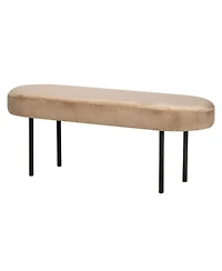 Nordlys - Metal and Beige Velvet Bench Modern Design Style Upholstery Entry
