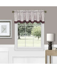 Kate Aurora Living Country Farmhouse Striped Window Valance Curtain Treatments - 58 in. W x 14 in. L, Burgundy