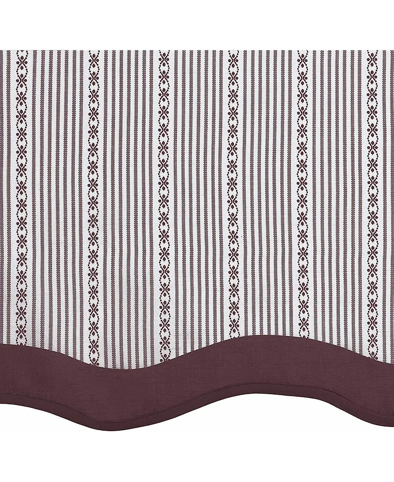 Kate Aurora Living Country Farmhouse Striped Window Valance Curtain Treatments - 58 in. W x 14 in. L, Burgundy