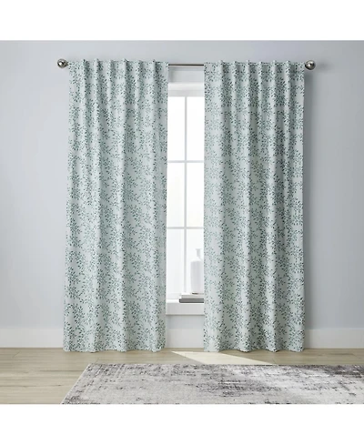 Kate Aurora 1 Piece Floral Leaf Light Reducing & Thermal Linen Blend Window Curtain Panel - 84 in. Long - Taupe/Beige