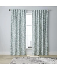 Kate Aurora 1 Piece Floral Leaf Light Reducing & Thermal Linen Blend Window Curtain Panel - 84 in. Long - Taupe/Beige