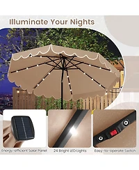 Gymax 10 Ft Solar Patio Umbrella Outdoor Market Sunshade w/ 24 Led Lights