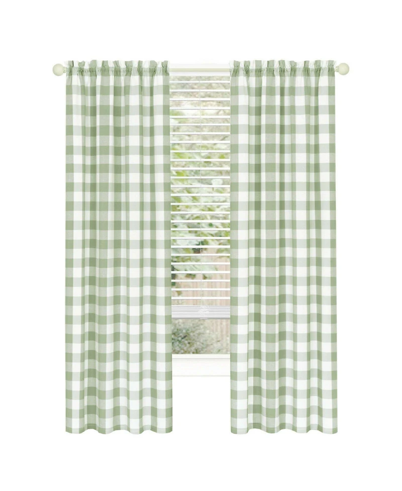 Kate Aurora Modern Country Farmhouse 3 Piece Buffalo Check Plaid Window Curtains & Valance Set