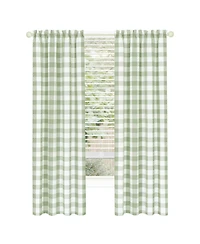 Kate Aurora Modern Country Farmhouse 3 Piece Buffalo Check Plaid Window Curtains & Valance Set