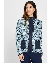 Olsen Animal Zip Mixed Media Cardigan