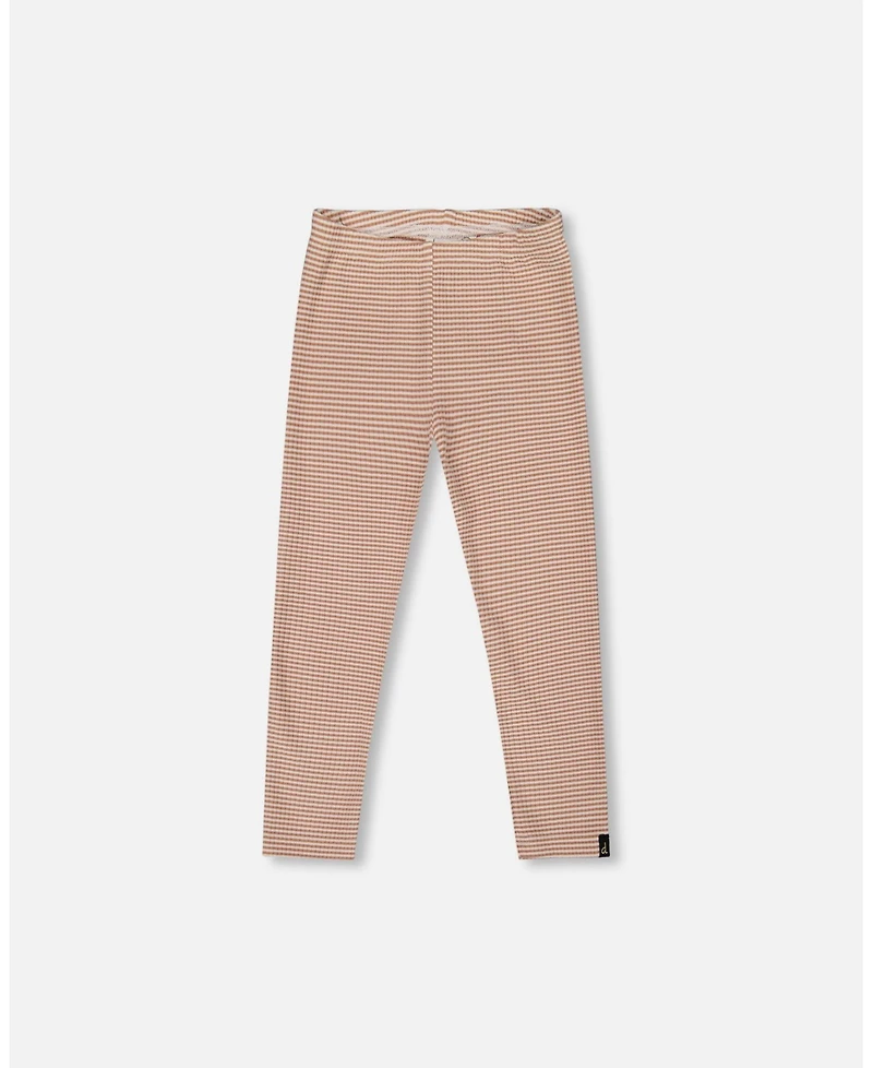 Deux par Deux Girl Rib Striped Leggings Beige and Off-White - Toddler|Child