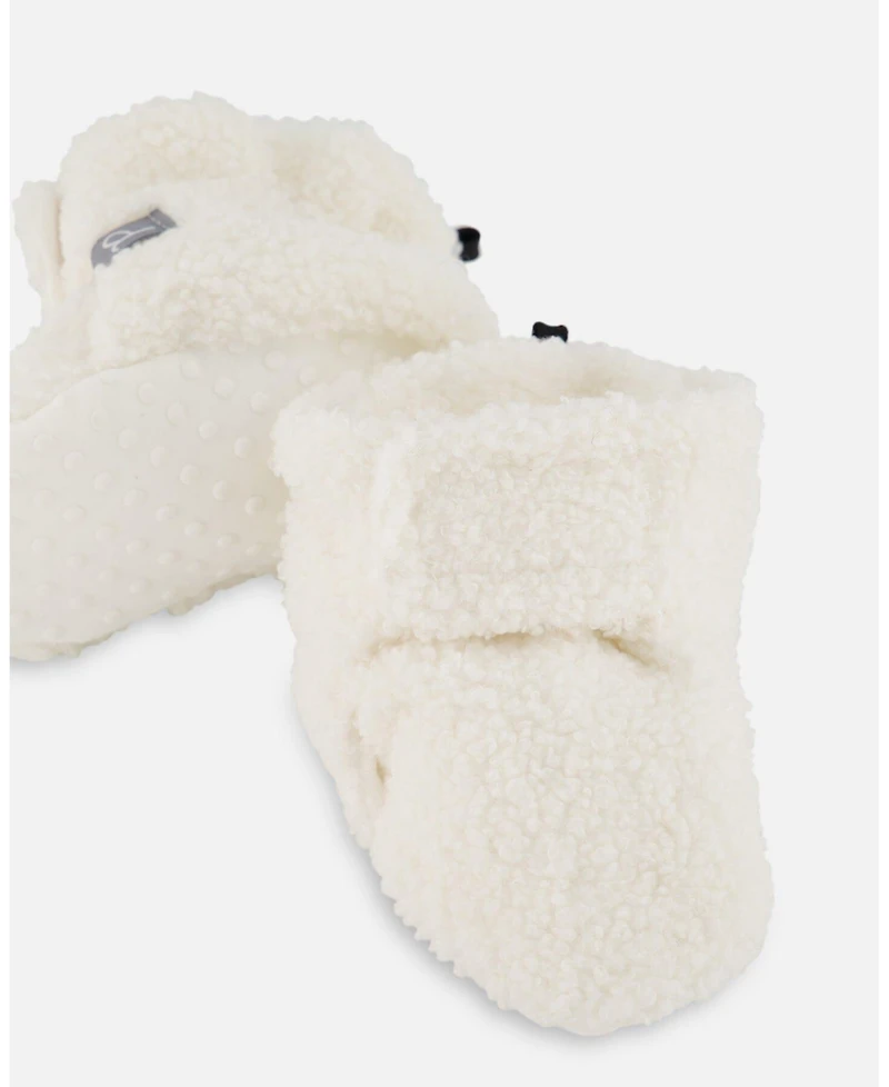 Deux par Baby Unisex Sherpa Slippers Off-White