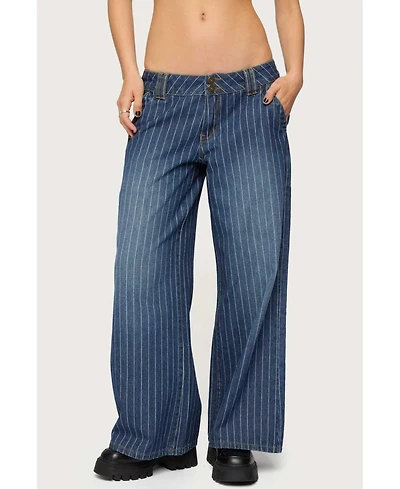 Edikted Women's Cory Striped Low Rise Jeans