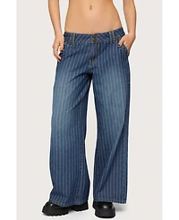 Edikted Women's Cory Striped Low Rise Jeans