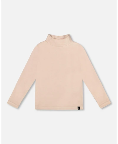 Deux par Girl Super Soft Ribbed Mock Neck Top Light Caramel - Child