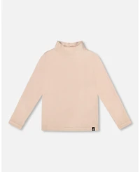 Deux par Girl Super Soft Ribbed Mock Neck Top Light Caramel - Child