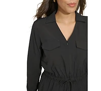 Calvin Klein Women's Collared Long-Sleeve Sheath Dress