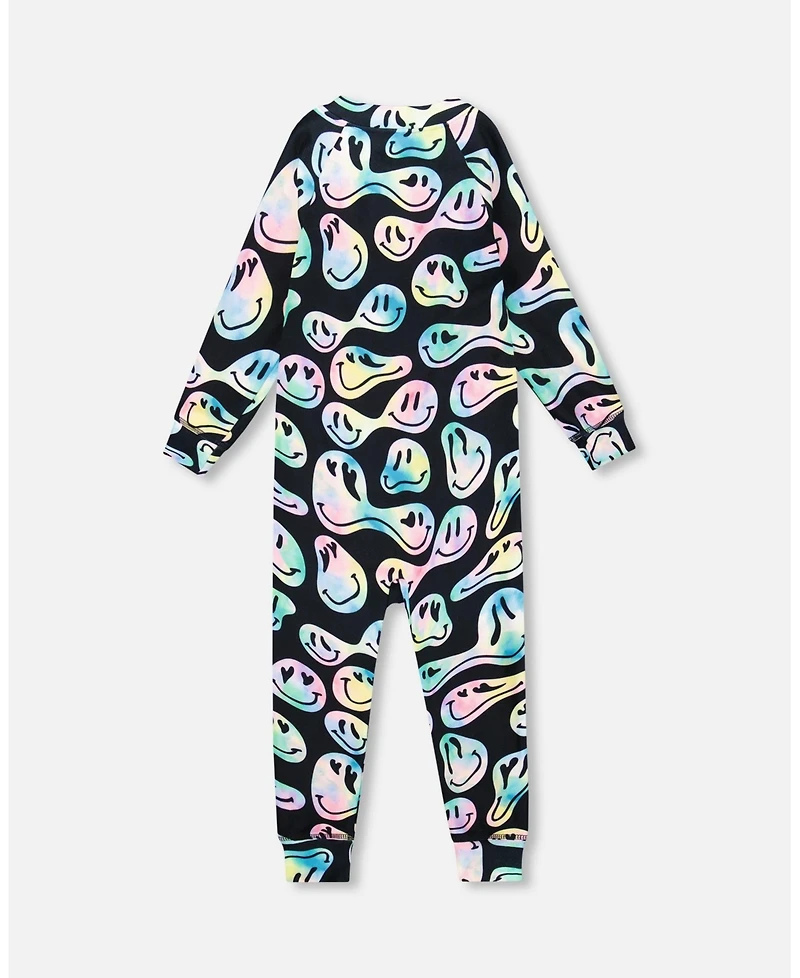 Deux par Baby Girl One-Piece Thermal Underwear Smiley Face