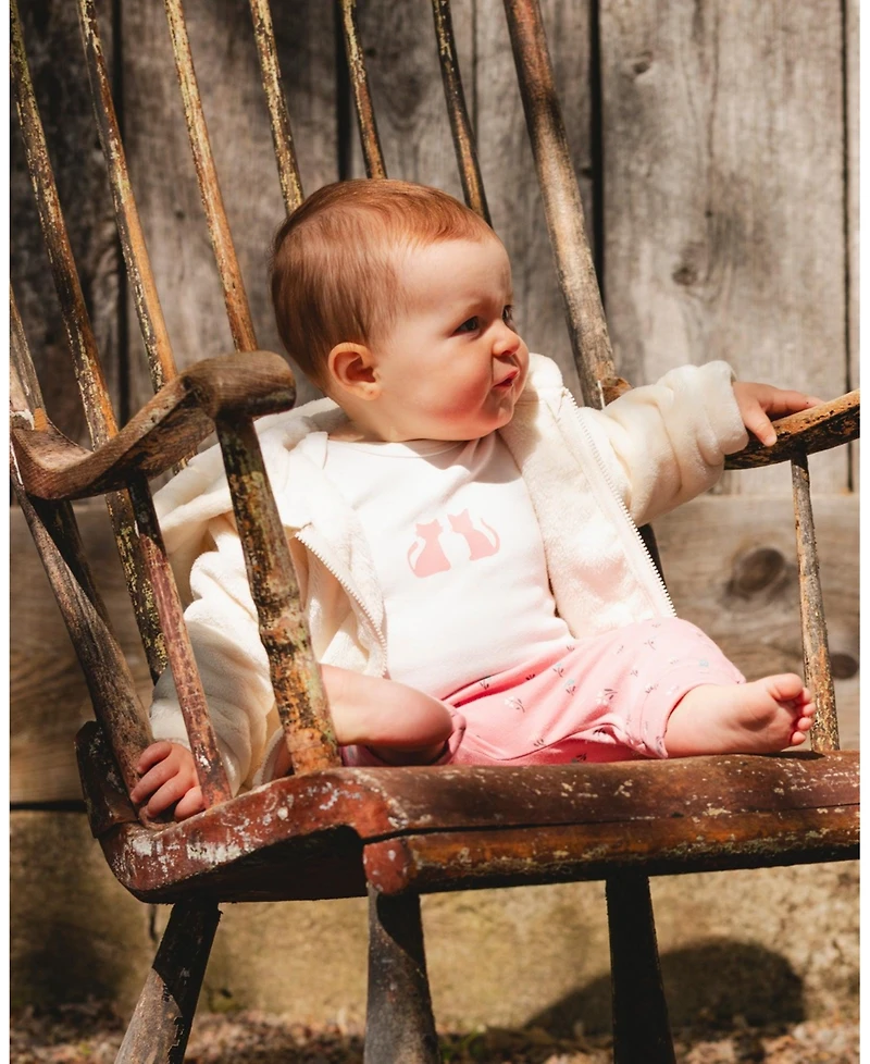 Deux par Baby Girl Plush Hooded Jacket Off White