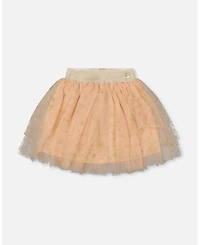 Deux par Girl Multi Layer Glittering Mesh Skirt Beige