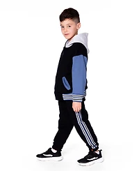Deux par Boy Fleece Sweatpants with Side Stripes Black