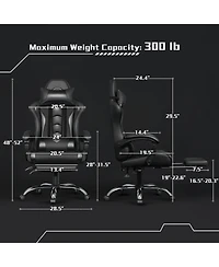 Yaheetech Ergonomic Gaming Chair, High Back Office Chair with Slide-Out Footrest and Padded Armrests, Pink/White