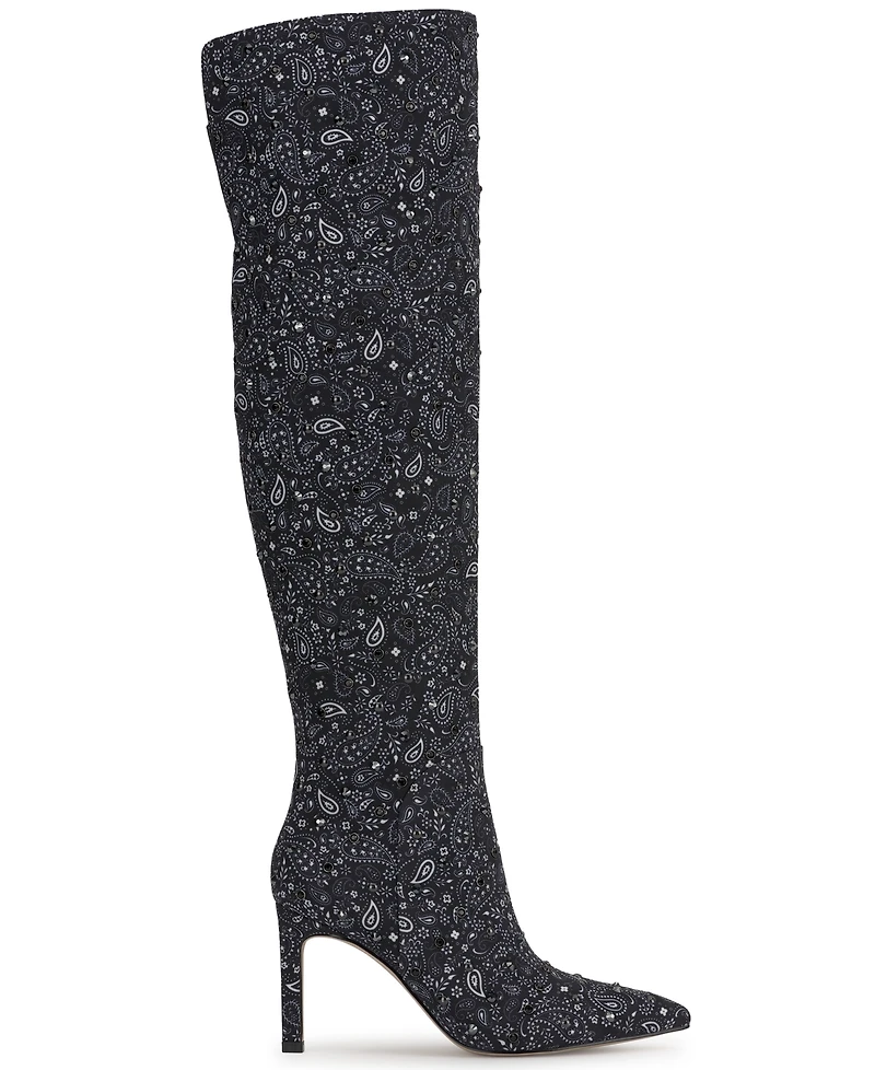 Jessica Simpson Women's Earon Bandana Over-The-Knee Stiletto Dress Boots