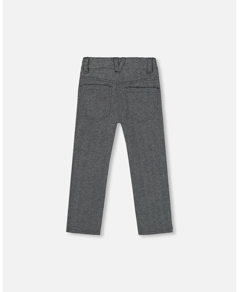Deux par Boy Stretch Jacquard Pants Grey Herringbone - Toddler|Child