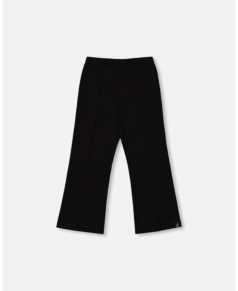Deux par Girl Ribbed Leggings Bootleg with Slit Black