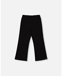 Deux par Girl Ribbed Leggings Bootleg with Slit Black