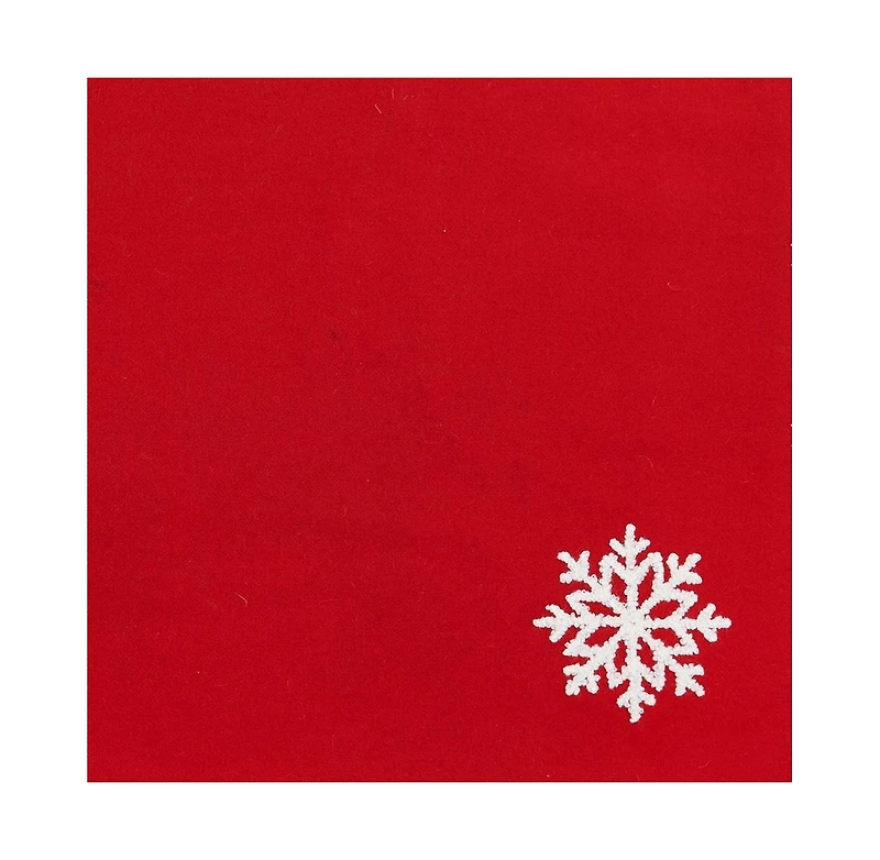 Red Wool Snowflake Design Placemats Set of 4 Festive Winter, 13" x 16"