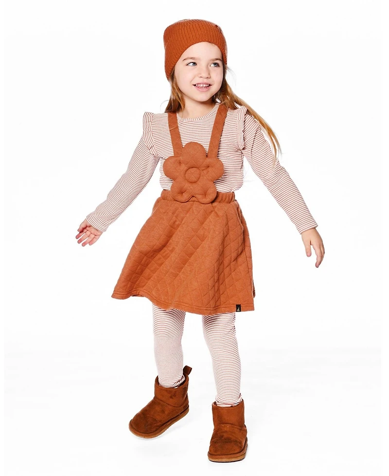 Deux par Deux Girl Rib Striped Top Beige and Off-White - Toddler|Child