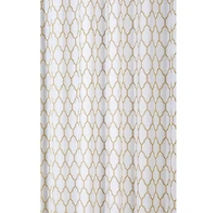 Kate Aurora Aria Gold & White Shagreen Geometric Design Textured Fabric Shower Curtain - Standard Size