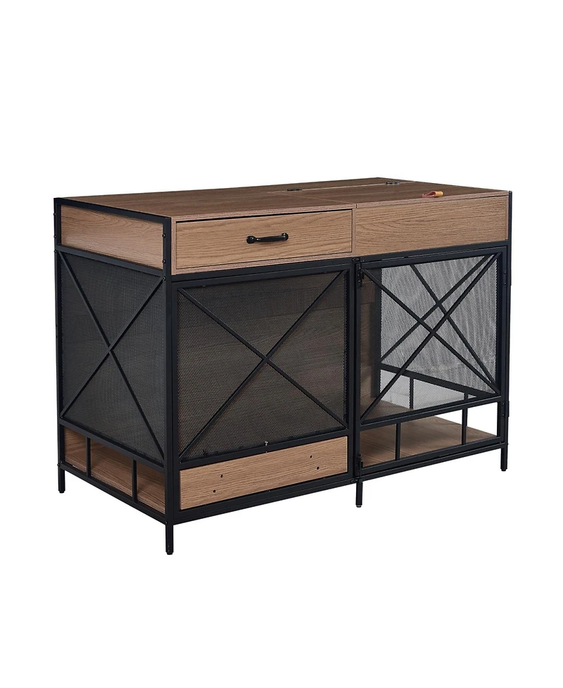 Streamdale Furniture Farmhouse Trash Can Cabinet w/ Drawer & Countertop