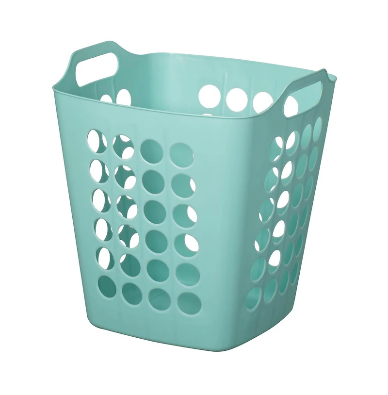 Basicwise Flexible Plastic Laundry Basket - Square Storage Hamper with Side Handles for Easy Carrying