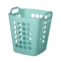 Basicwise Flexible Plastic Laundry Basket - Square Storage Hamper with Side Handles for Easy Carrying