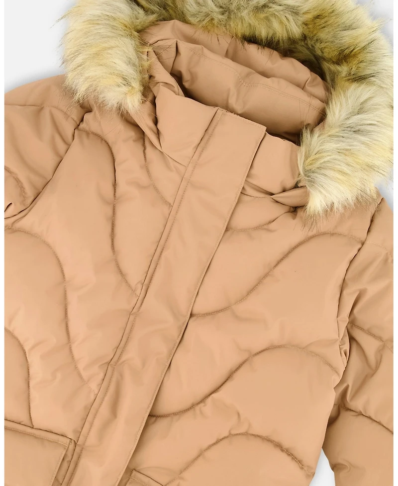 Deux par Girl Long Wavy Quilt Puffy Winter Coat Chanterelle