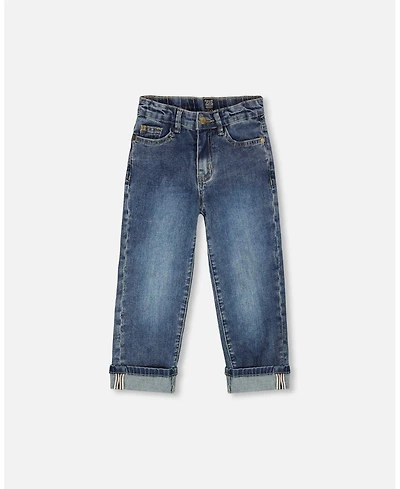 Deux par Boy Stretch Jeans Dark Blue with Rolled Cuffs - Child