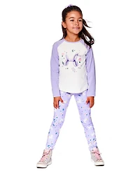 Deux par Girl Stretch Jersey Leggings Lilac Unicorn Print