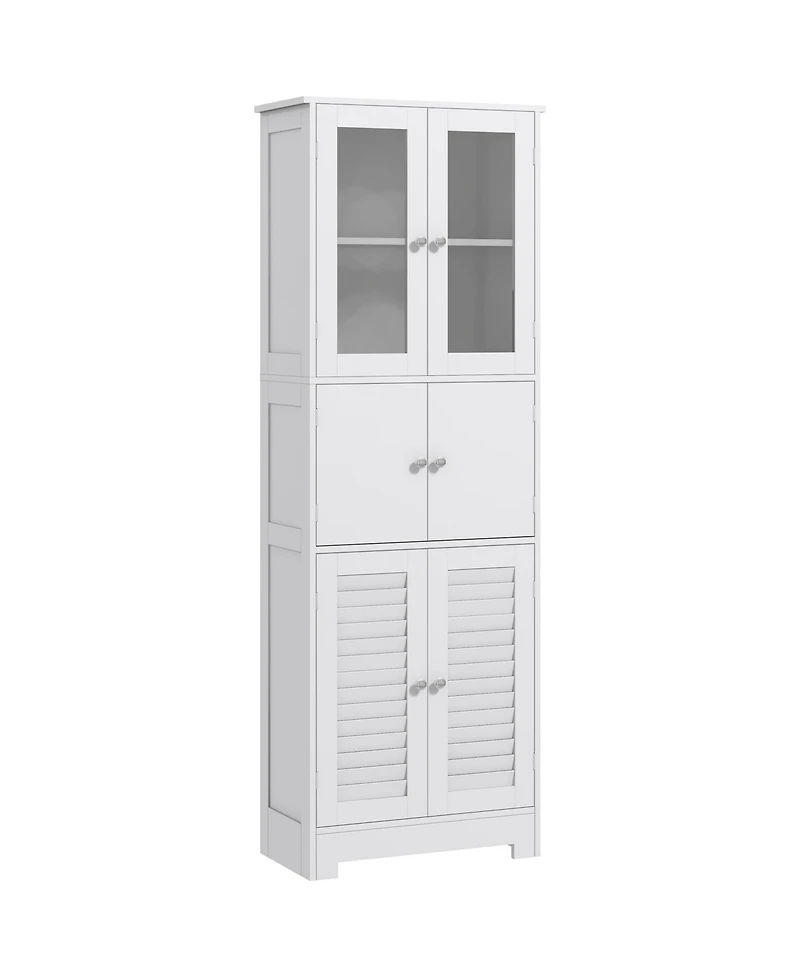 Homcom 67" Tall Bathroom Storage Cabinet Towel Cabinet with Louv Doors