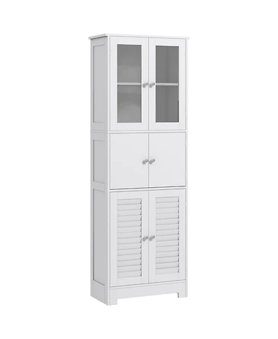 Homcom 67" Tall Bathroom Storage Cabinet Towel Cabinet with Louv Doors