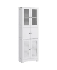 Homcom 67" Tall Bathroom Storage Cabinet Towel Cabinet with Louv Doors