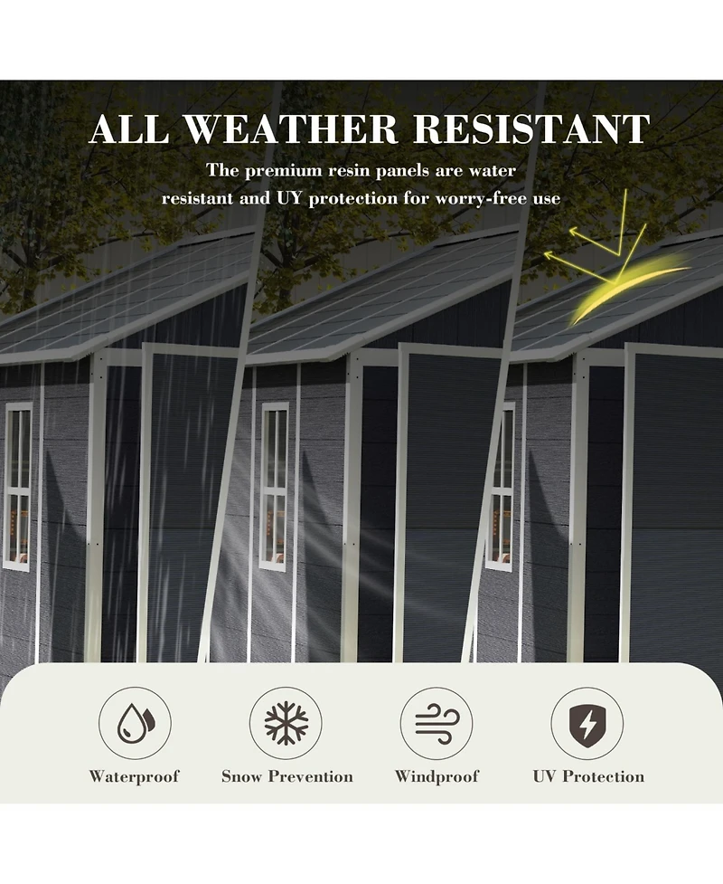 Streamdale Furniture 8x8 Resin Storage Shed - Waterproof Uv Proof Dark Gray