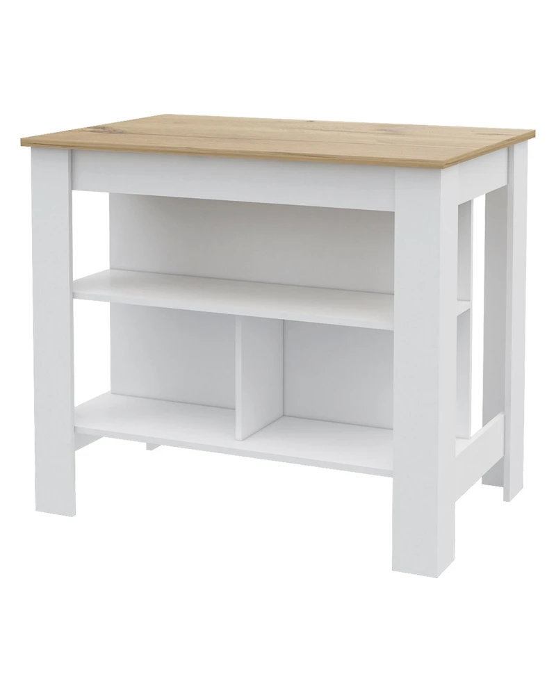 Slickblue Wooden Kitchen Island Table with Built-In Storage and Open Display Shelves