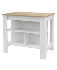 Slickblue Wooden Kitchen Island Table with Built-In Storage and Open Display Shelves