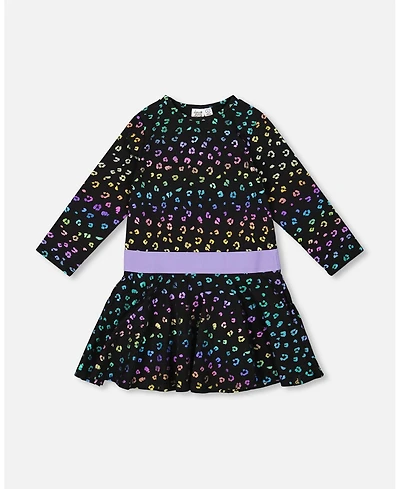 Deux par Big Girls Jersey Dress Multicolor Leopard Print