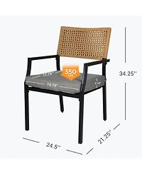 Mondawe 4-Pcs Outdoor All-Iron Detachable Rattan Chair,W/ Waterproof Cushion,Stackable Dining Chair