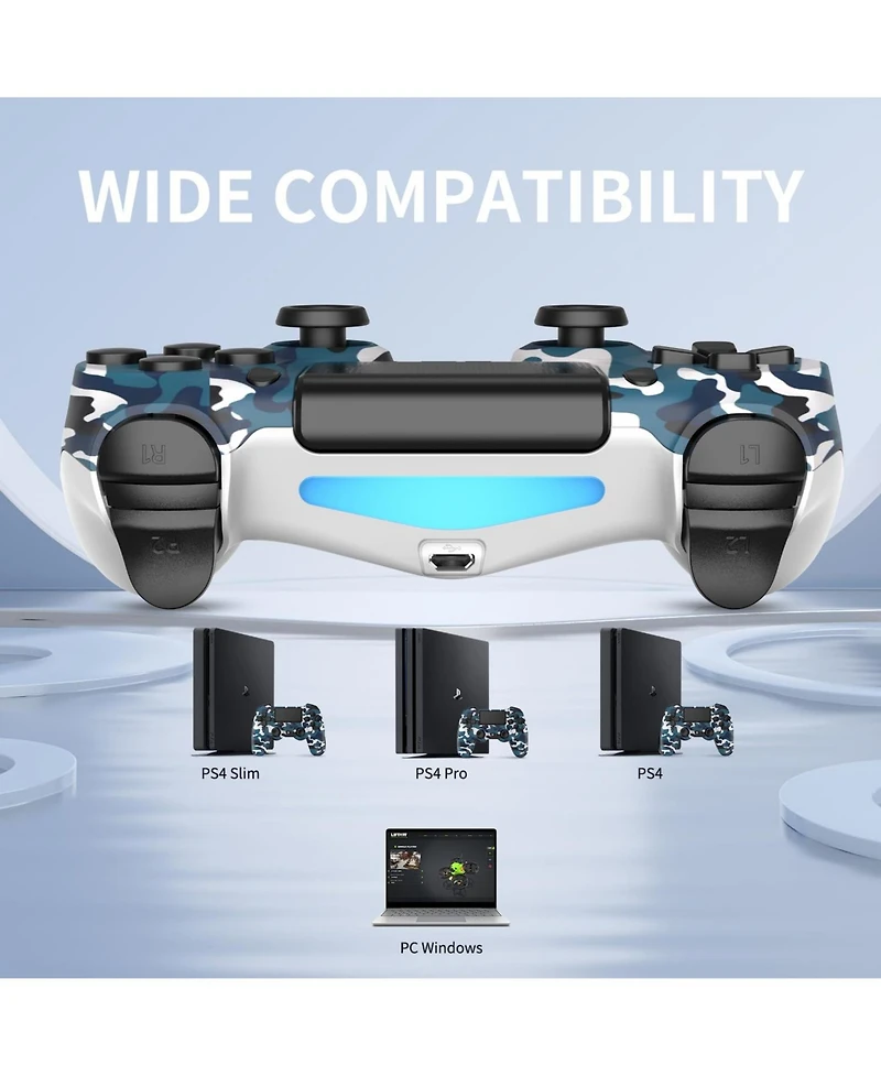 Nbcp 2 Pack Wireless Controllers for PS4/Slim/Pro, 1000mAh Battery, Dual Vibration, 3.5mm Audio Jack, 6-Axis Motion Sensor - Camouflage