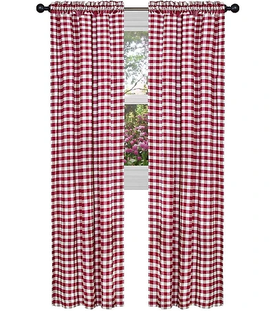GoodGram Buffalo Check Gingham Custom Window Curtain Treatments - Single Panel 42 in. W x 63 L, Black